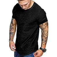 MATERIAL: 65% Cotton 10% Elastane 25% Polyester, soft and skin friendly, stretchy, washable and colour fast. DESIGN: The men's t-shirt is cut with muscle fit to show more personal charm, if you like loose fit, you can choose to buy one size bigger. O...