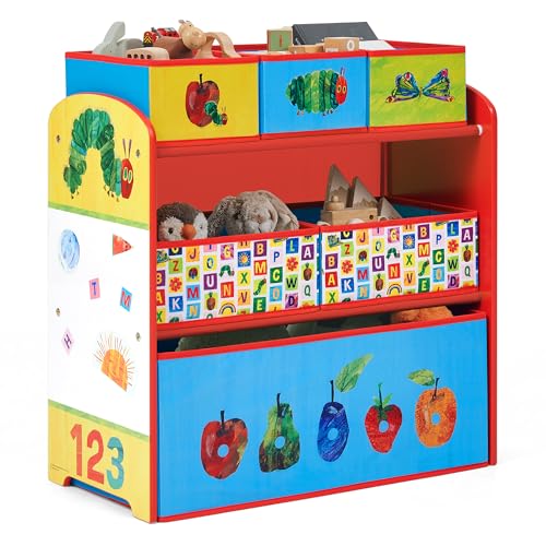 Delta Children - World of Eric Carle, The Very Hungry Caterpillar Design & Store 6 Bin Toy Storage Organizer - Greenguard Gold Certified, Red/Blue