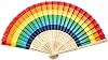 Handheld Folding Fan Creative Fashion Rainbow Folding Fan for Dance Party Performance Decoration Hand Fan Props