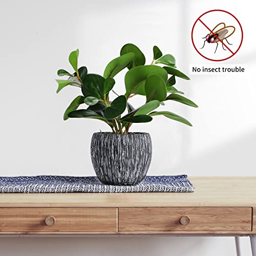 Lorydeco Artificial Potted Plants, Real Looking Fiddle Leaf Fake Plant With Pot, Plastic Watercress Leaves Small Faux Trees With Cement Planter, Greenery Plant Table Decor For Home Indoor #TOP5