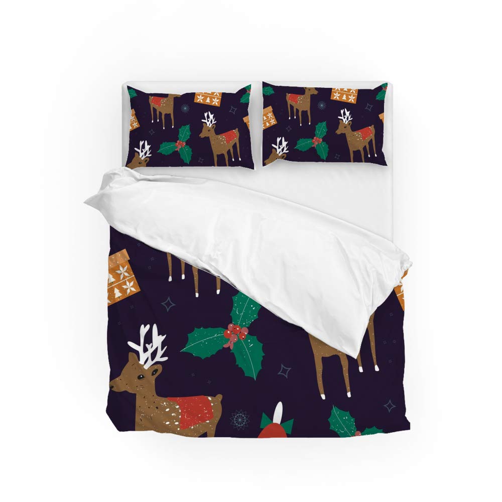 Parure de lit housse de couette 2 taies d'oreiller motif dessin Queen