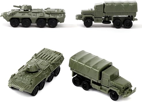 ViiKONDO 4 PCS 1/144 Military Vehicle Model Set - BTR-80 APC & M35 Truck