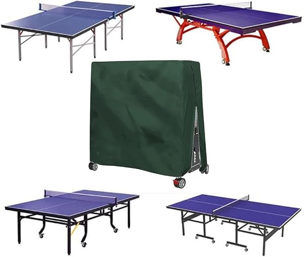 Copertura per tavolo da ping pong in tessuto Oxford 210D, impermeabile, antivento, custodia protettiva per tavoli da ping pong pieghevoli, 165 x 70 x 185 cm, verde (grigio) - 3