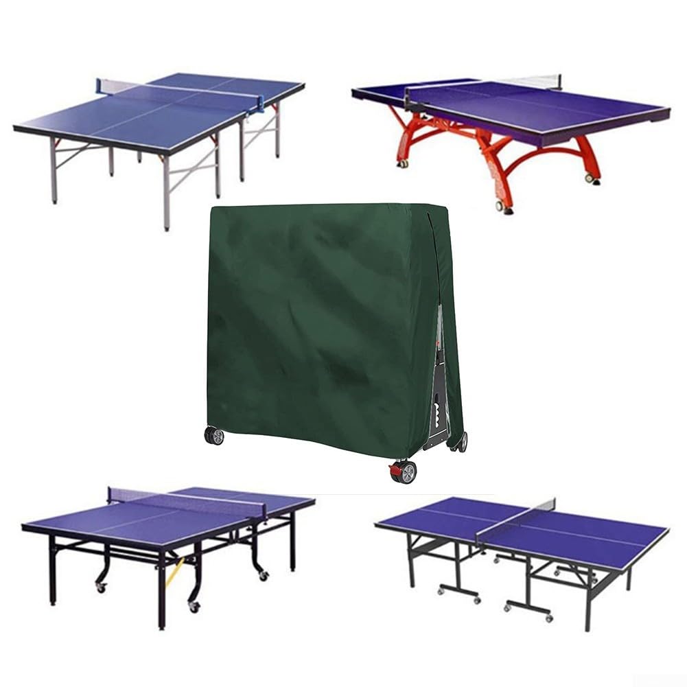 Copertura per tavolo da ping pong in tessuto Oxford 210D, impermeabile, antivento, custodia protettiva per esterni per tavoli da ping pong pieghevoli, 165 x 70 x 185 cm, verde (grigio)