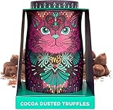 Monty Bojangles Cocoa Dusted Chocolate Truffles Cat Tin (Violet Rebel - 135g) Choccy Scoffy Flavoured Luxury Chocolatey Truffles - Collectable Cat Tin, Truffles Chocolate Gift Box With Bespoke Design