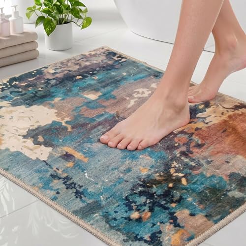 Image of Medallion Vintage Look Carpet for Living Room Bedroom Dining Room | Washable Area Rug with Non Slip TPR Backing | Modern Floor Carpet for Home(Design05-16x24 Inches)