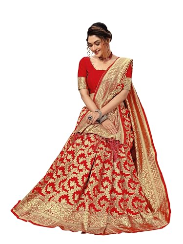 Image of TRENDMALLS Women's Banarasi Silk Saree with Unstitched Blouse Piece