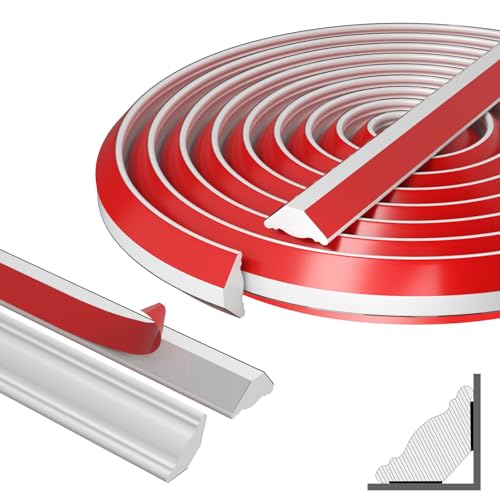 Flexibel Deckenleisten Selbstklebend Dreieck Zierleiste - für Wand, Fliesen und Schrankkanten - Einfach Anzubringen, Starker Kleber by Nayotaa