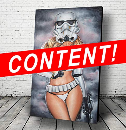 JEREMY WORST Sexy Storm Trooper Star Wars Movie Poster or Canvas Wall Art R2D2 Princess Leia cosplay girl blaster bikini naked Acrylic Painting nsfw baby yoda Blaster Adult Costume Helmet Rey Painting