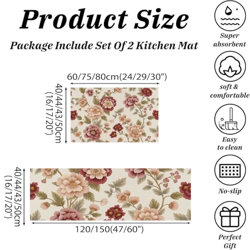 Tapis de cuisine antidérapant et absorbant lavable lot de 2