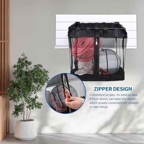 Zjdbset 2Pcs Large Slatwall Baskets Mesh Slatwall Baskets With Zipper Mounted Storage Baskets Hanging Slatwall Accessories For Shops Rooms Storage Display Organizing thumb #4