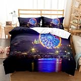 NDXRWDZR Funda Nordica Cama 150 Noria Azul Colchas Cama 150 para Niños Adultos con Cremallera Suave Transpirable Microfibra Fundas Nordicas 240x220 cm + 2 Fundas de Almohada 50x80 cm