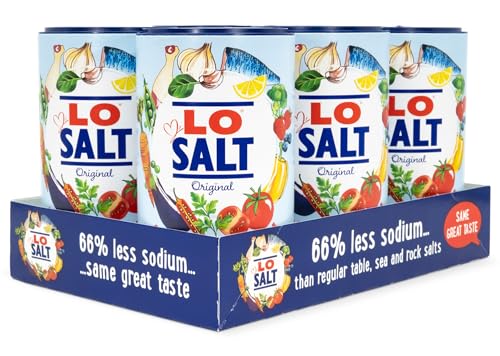 Image of LOSALT - Reduced Sodium Salt | Original (non-iodised) | Great Tasting Salt Alternative /Substitute with 66% less sodium | 12.3oz /350g tub (Pack of 6)