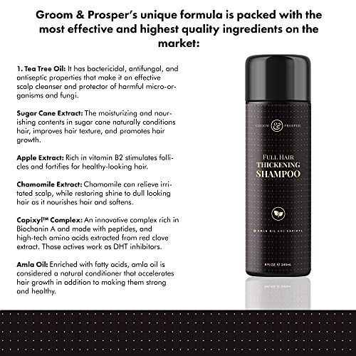 Groom & Prosper - Hair Thickening Shampoo For Men, 8 Oz - Restores, Nourishes, Protects, Strengthens Thinning Hair - Combats Follicle Aging Process To Prevent Hair Loss And Breakage #TOP2