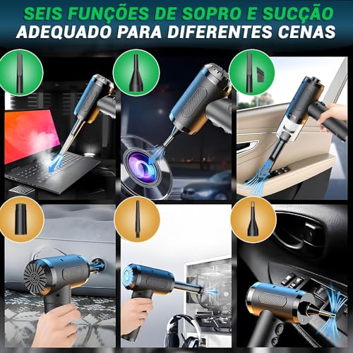 Espanador, Aspirador Portatil, Soprador de Ar Comprimido Recarregável de 50000 Rpm, Aspirador de Pó