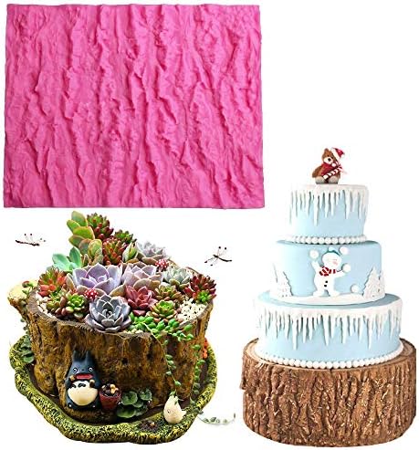 WYD Tree Bark Texture Mats Fondant Mermaid Silicone Mold,Handmade Soap Mold,Cake Mold Decorating,Fondant Baking Mold
