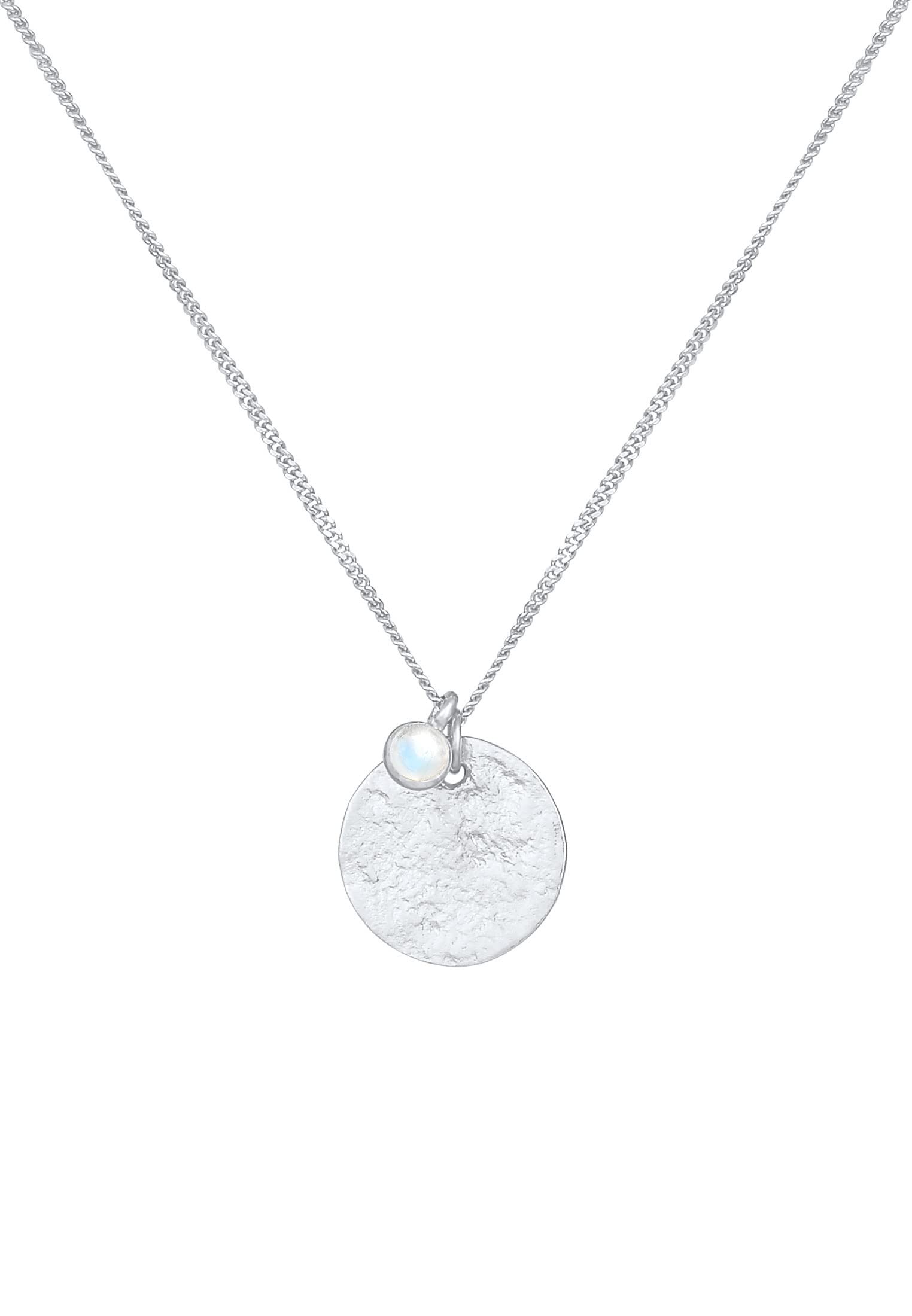 Elli Halskette Damen Plättchen Anhänger Coin Organic mit Mondstein
