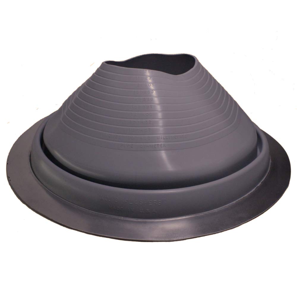Flashers Grey EPDM Flexible Roof Jack Pipe Boot Metal Roofing Pipe Flashing - 100% Made in The USA
