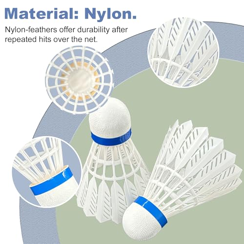 Senston Badminton Shuttlecocks 12 Pcs Nylon Badminton Birdies 12 Pack Durability Stability Shuttlecock for Outdoor Indoor Sports Activities/Training