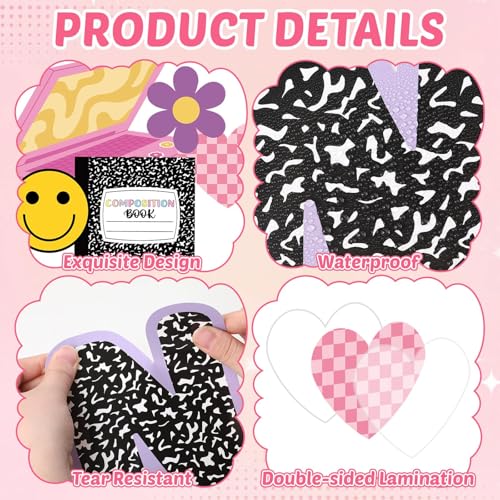 Image of Back to School Bulletin Board Decoration Set Composition Notebook Classroom Decoration Be The Reason Someone Smiles Today Bulletin Board Motivational Cutouts for School Home Chalkboard Door Wall Decor