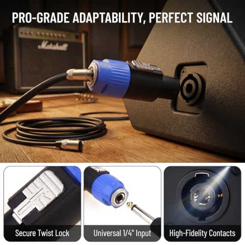 Adaptador Speakon a 1/4 para solucionar problemas de conexión en cables de audio NL4FC 7