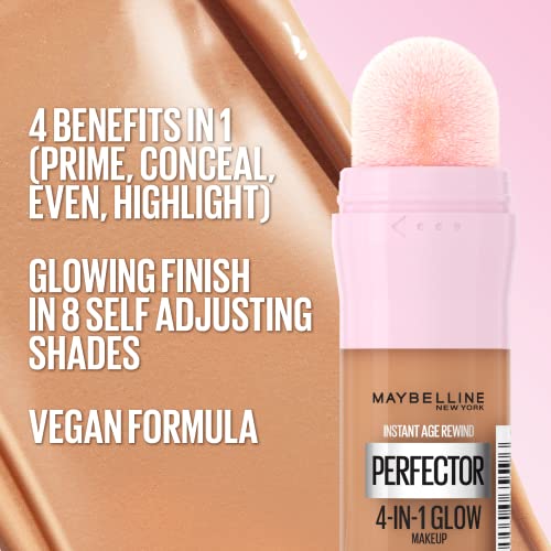 Maybelline Baby Skin Instant Pore Eraser Primer, Clear + Maybelline New York Instant Age Rewind Instant Perfector 4-In-1 Glow Makeup, Light/Medium Bundle #TOP1