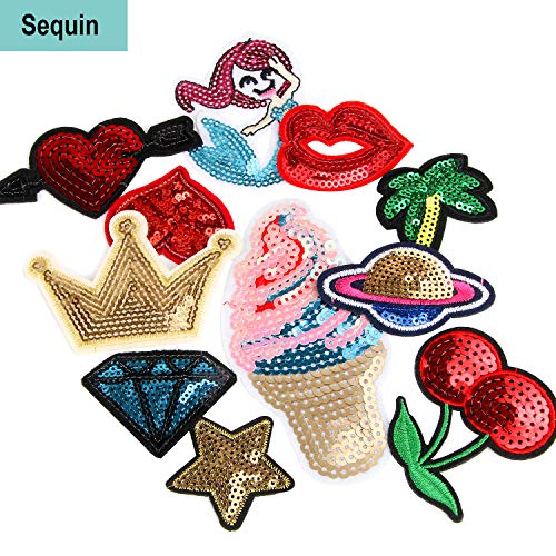 60pcs Random Assorted Styles Outdoors Embroidered Iron on Patches DIY Sew Applique Repair Patch