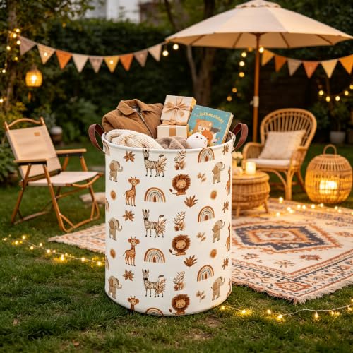 Image of Boho animals Laundry Basket,Waterproof folding basket with handle,Clothes Organizer Baskets(Boho animals)