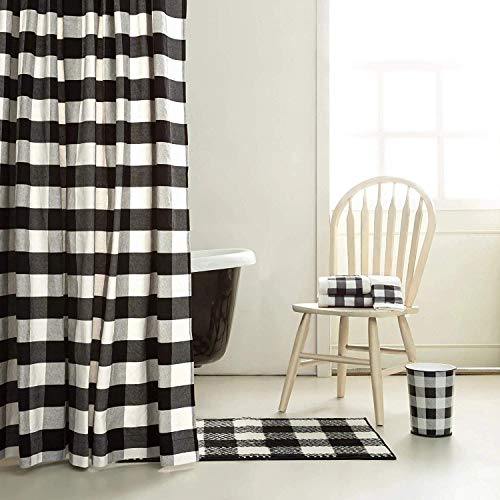Hiend Accents Camille 3 Piece Bathroom Towel Set, Black And White Buffalo Check, Plaid Cotton Farmhouse Bath Towel, Hand Towel And Finger Towel #TOP3