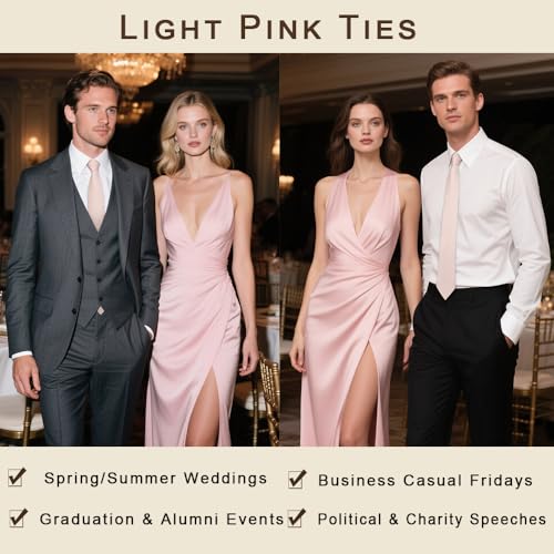 Image of Enlision Ties for Men Solid Color 3.35 inch Formal Business Necktie Classic Satin Mens Wedding Party Ties