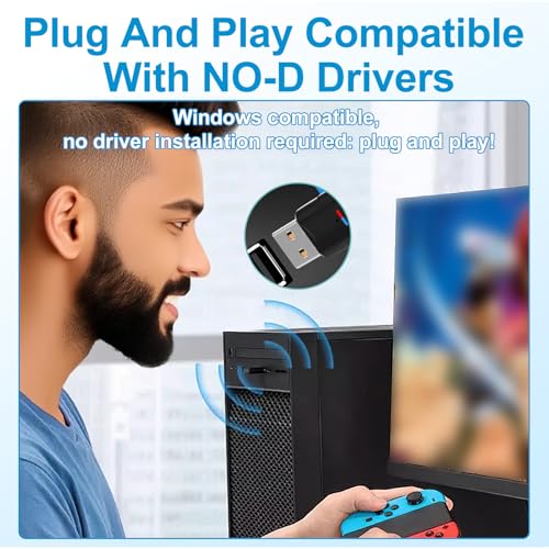 USB Bluetooth 5.3 Adapter for PC PS5 PS4, Plug & Play Bluetooth Dongle, Low Latency Audio, 20 M Wireless Transmitter Dongle, Without Digital Screen Touch Display Panel Compatible with Windows 7/8/10 - Image 4
