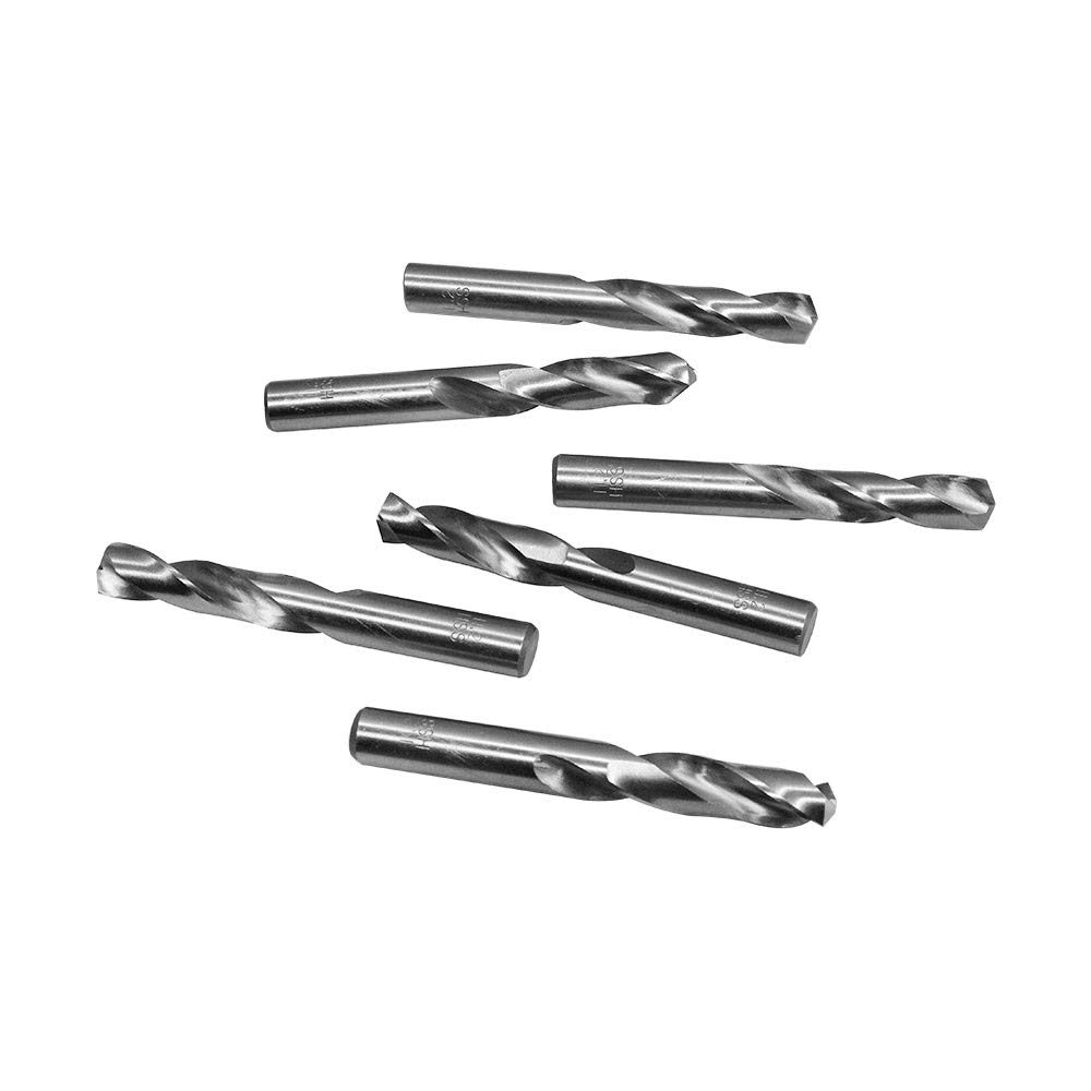 DBM IMPORTS 6 PC 9.8 mm Twist Straight Shank Flute Screw Machine Standard HSS Drill Bit for Metal Drilling