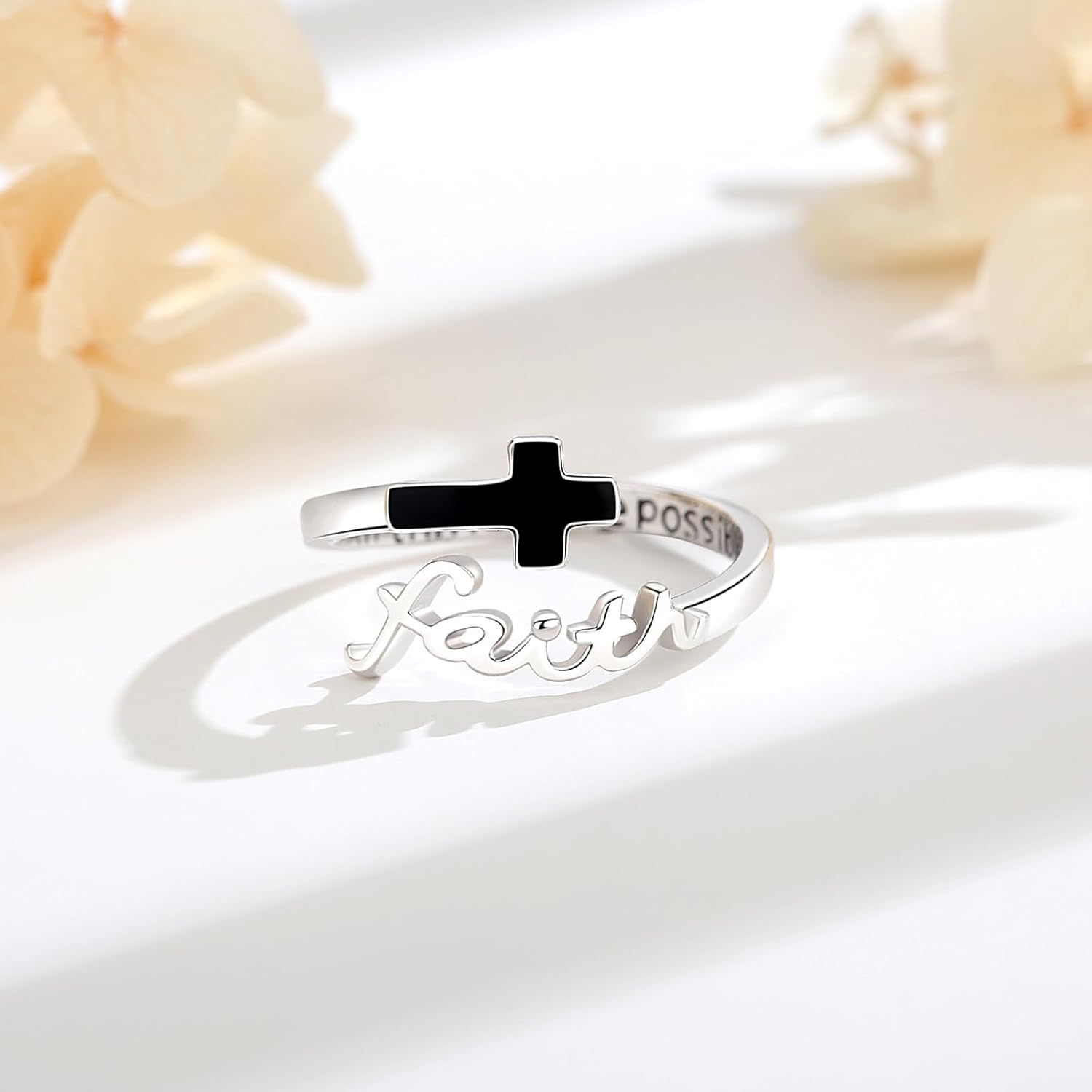 CELESTIA Faith Ring,Cross Rings Sterling Silver Christian Jewelry Mothers Day Gifts for Women Mom Girlfriend - Image 2
