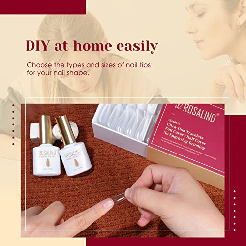 Image of 504PCS Full Cover Long Coffin Nail Tips Clear Fake Nail Tips,ROSALIND Long Coffin Gel Nail Tips for Nails Extension Acrylic False Nails with Box,12 Size Nails for Women DIY Nail Salon