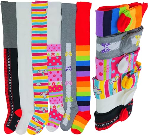 ToBeInStyle Girls' Pack of 6 Full Length Winter Tights With Heel And Toe2