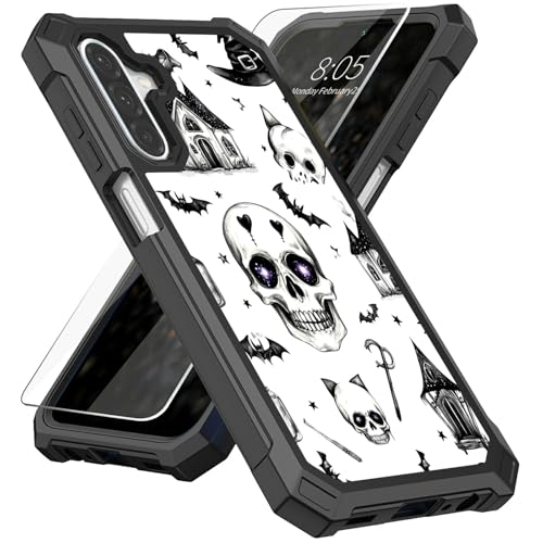 GYSYZJDH for Samsung Galaxy A36-5G Case with Screen Protector, Military Grade Drop Protection, Dual Layer Hybrid Shockproof Protection TPU Phone Case for Samsung A36 5G, Watercolor Gothic Black