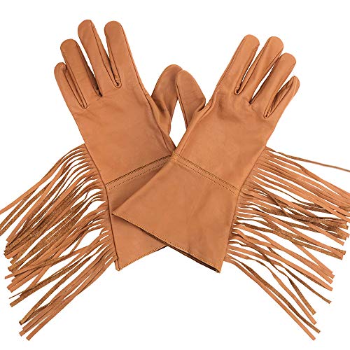 MEN'S WESTERN FRINGE Leather GAUNTLETS