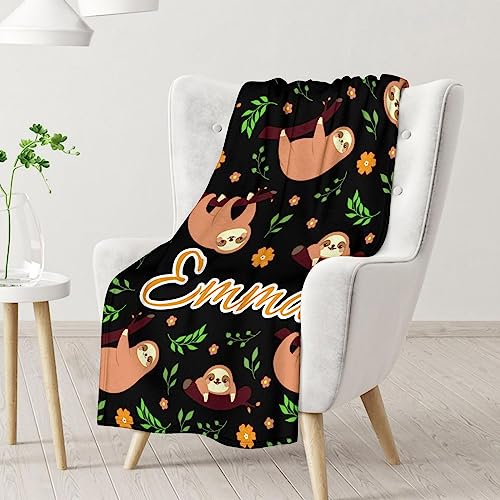 Mercuryelf Custom Sloth Throw Blanket - Soft, Fuzzy & Warm - 30x40 Inches Small Blankets for Lap, Crib - Black Cute Throws Gift for Baby