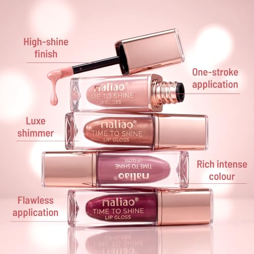 Image of Maliao Time To Shine Lip Gloss (Spring Glow, 6.5ml) | High Shine Lip Gloss with Intense Colour & Luxe Shimmer | Highly Pigmented, Smooth-Gliding Glossy Lip Makeup | Non-Sticky, Lightweight & Infused with Vitamin E