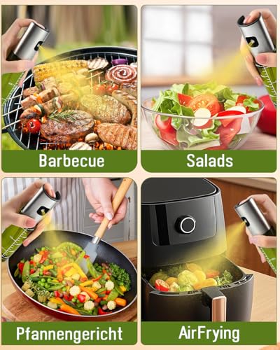 MRUN BONE MRUN BONE Ölsprüher für Speiseöl, UV- Schutz Sprühflasche Öl, Glas Öl Zerstäuber Küche Ölsprühflasche Heißluftfritteuse,Oil Sprayer mit Skala & Trichter, Ölspray für ÖI & Essig 100% BPA frei - Funktionsansicht 5 | Tages Deals