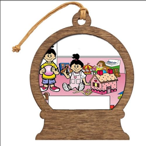 PrintedPerfection.com Personalized Sisters Wooden Snow Globe Shaped Christmas Ornament