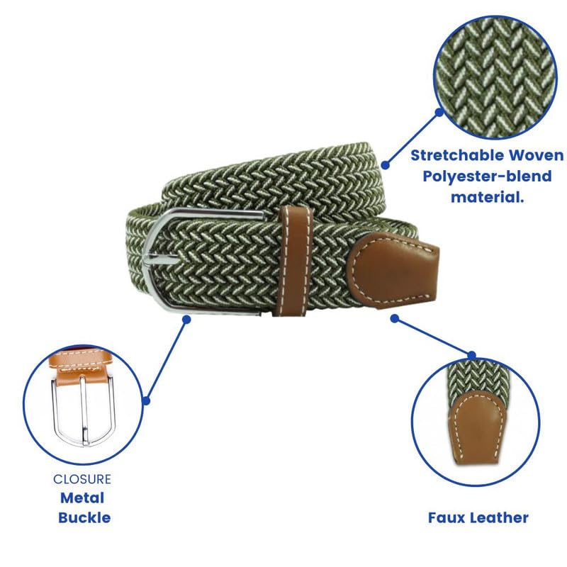 Image of The Tie Hub Unisex Stretchable Woven Fabric Belt | Adjustable, Hole-Free Design | Fits Up to 40 Inches Waist | Perfect for Casual & Formal Wear