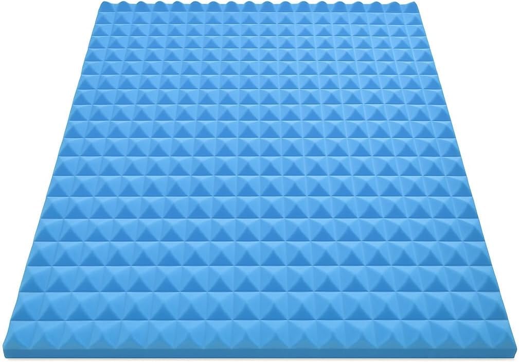 2-Inch Blue Firm Egg Crate Foam Mattress Topper – Orthopaedic Support for Back Pain & Pressure Relief – Breathable, Hypoallergenic, Cut to Size – Made in UK (Super King)