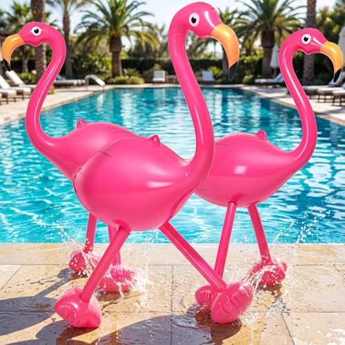Realspring 3 Pcs 60 Inch Giant Inflatable Pink Flamingo Large