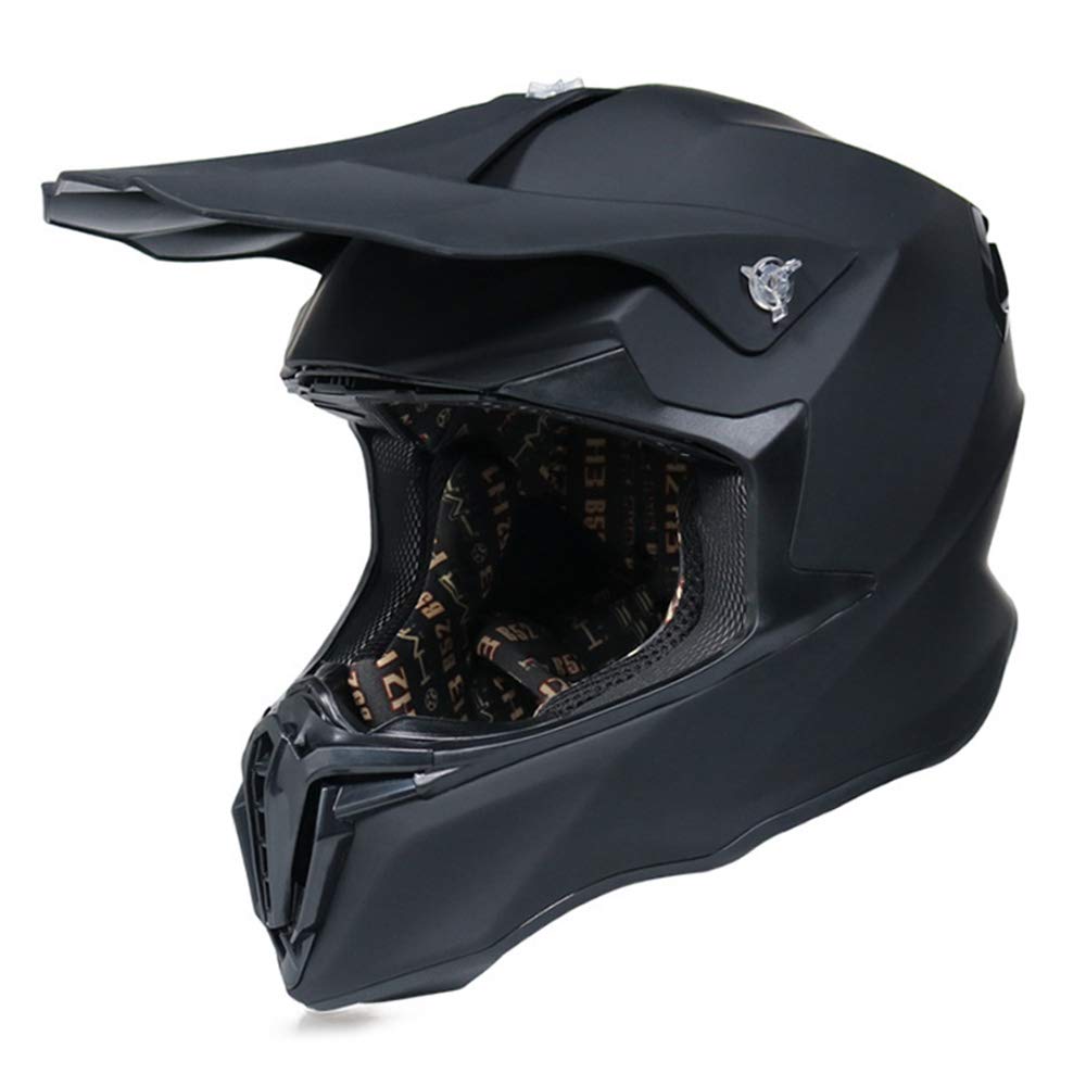 Casque Hors Route Dual Sport Casques de Motocross de Rue saleté vélo Descente extrême VTT avec Cadeau - Lunettes (Noir Mat, M)