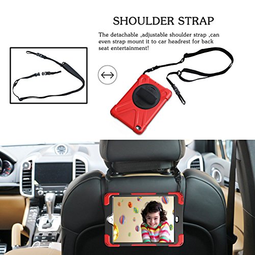 Tsq Ipad Mini 5 Case For Kids Girls | Ipad Mini 4 Case With Swivel Kickstand Hand Strap Shoulder Strap | Rugged Shockproof Protection Case For Ipad Mini 5Th Generation 7.9 Inch | Red #TOP1