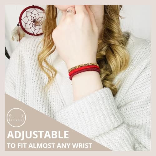 Tibetan Buddhist Handmade Lucky Knot Rope Bracelet (Set of 3 - Red, Deep Red, Multi-Golden)