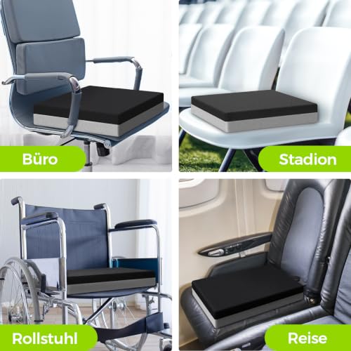 Image of AUVON Ventilation Seat Cushion with Innovation Heat Dissipation Design | Wheelchair Cushion with Supportive Memory Foam, Waterproof & Anti-Slip Cover, Improve Lower Back & Tailbone Comfort