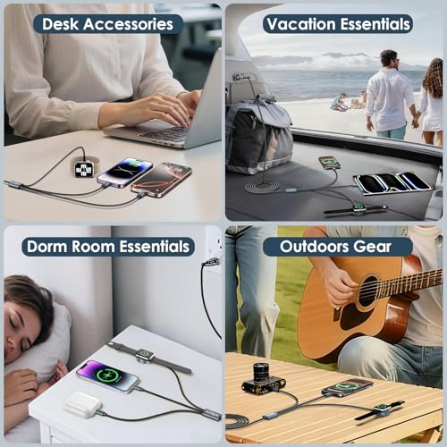 Upgraded 3 in 2 Multi Charger Cable for Apple Watch iWatch Charger Travel Essentials Multi Fast Charging Cable Compatible with iWatch Ultra/SE/10/9/8/7/6/5/4/3/2, for RGB Cable - Image 4