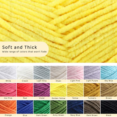 Image of Skinny Chenille Yarn for Crocheting, #2 Brown Thin Baby Blanket Plush Yarn